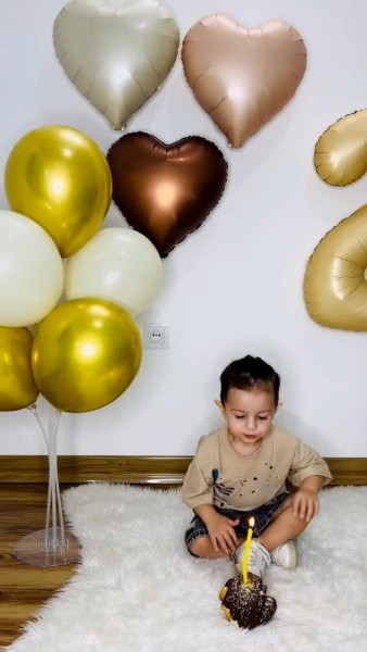 Retro-Altın Balon Standlı Doğum Günü Seti