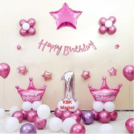Kız Doğum Günü Balonu Kombini- Doğum Günü Balon Seti