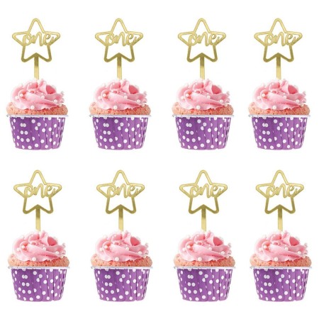 One Pleksi Cupcake Yazı Altın 8 Adet
