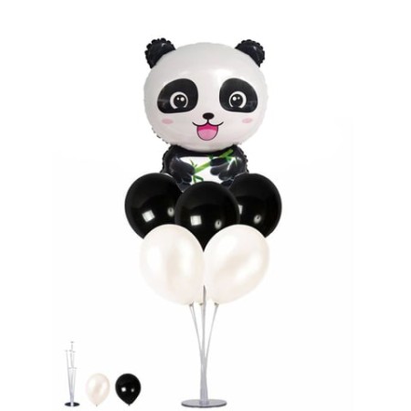 Panda Temalı Folyo Balonlu Balon Standı