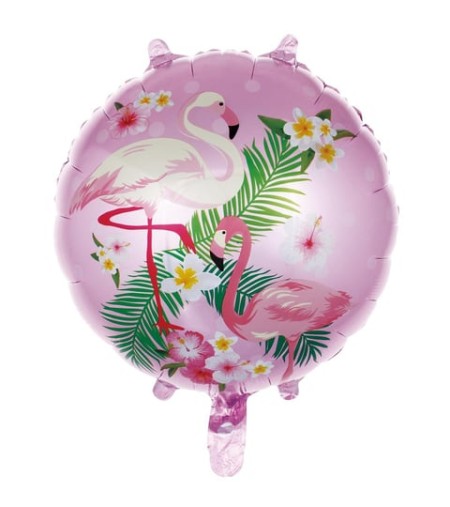 Yuvarlak Flamingo Temalı Folyo Balon Pembe