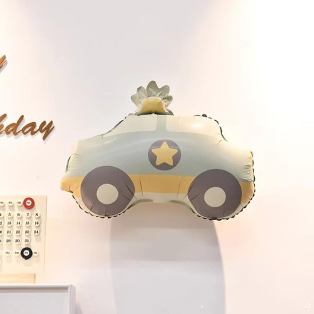 Retro Folyo Polis Arabası Balon 60x56 cm
