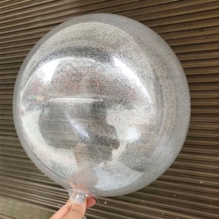 Gümüş Simli 24 Inch Şeffaf Balon