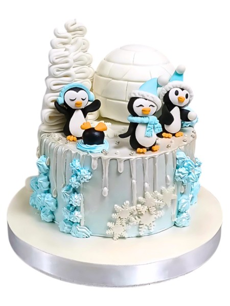 Kutup Temalı Penguen Figürlü Pasta