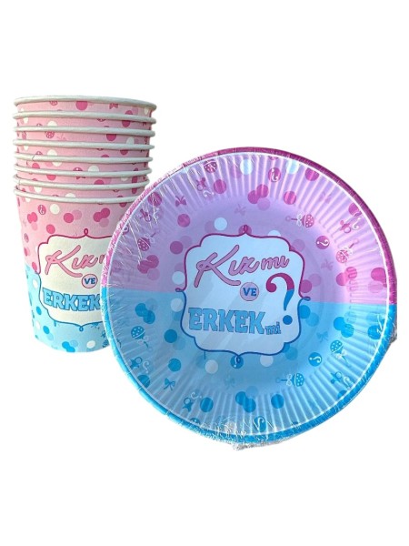 CİNSİYET KAREKTERLİ TABAK BARDAK 8’Lİ
