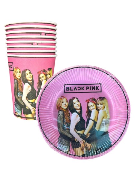 BLACK PINK KAREKTERLİ TABAK BARDAK 8’Lİ