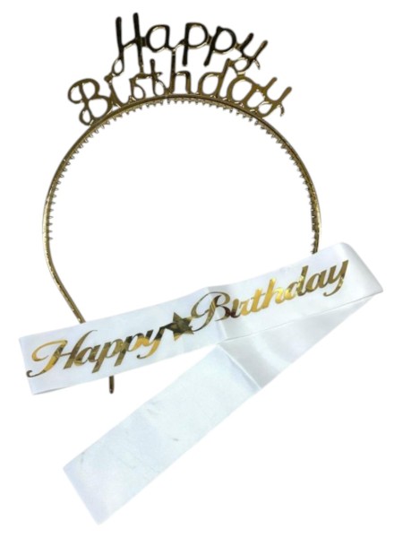 GOLD MİKA TAÇ HAPPY BİRTHDAY KUŞAK SET 2’Lİ