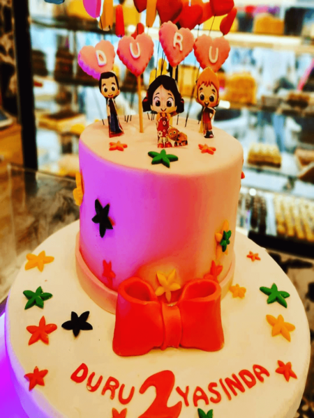 Animasyon Karakterli Kız Çocuk Doğum Günü Pastası